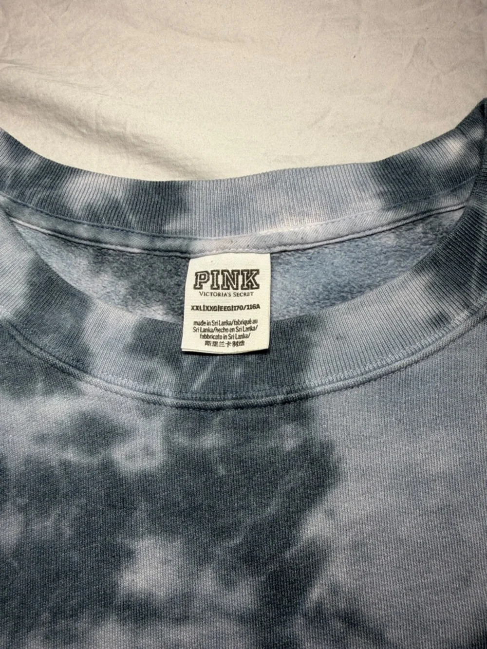 PINK Blue Gray Tie-Dye Crewneck Sweatshirt - Picture 4 of 6